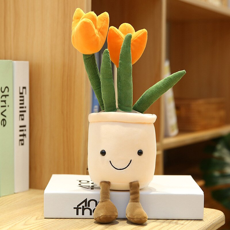 4 Choices Mushroom/succulent/tulip/bouquet Green Plant Potted Plant Ornament Rag Doll Plush Toy Home Birthday Gift for Children