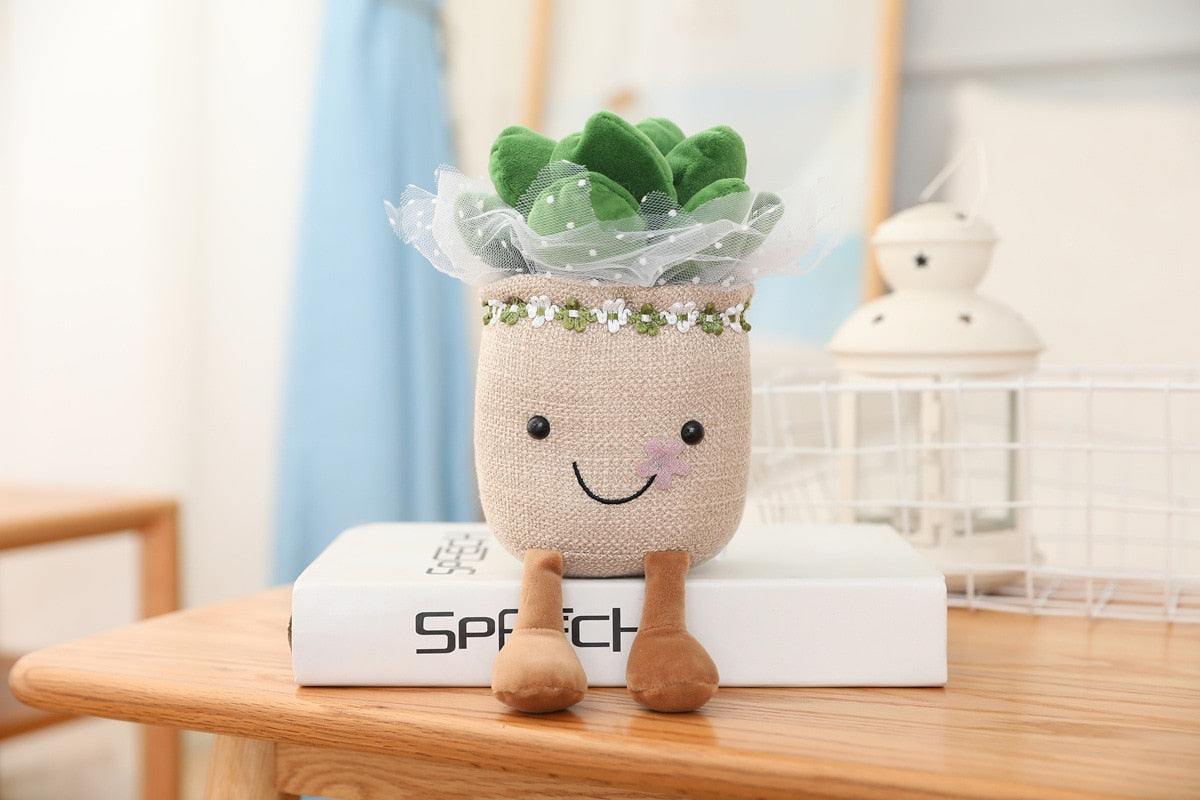 4 Choices Mushroom/succulent/tulip/bouquet Green Plant Potted Plant Ornament Rag Doll Plush Toy Home Birthday Gift for Children