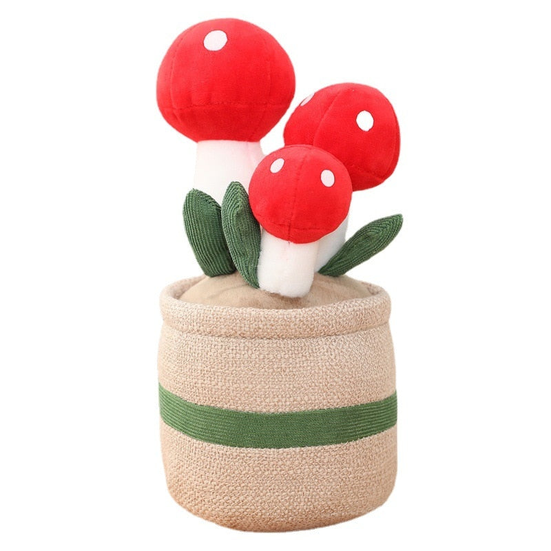 4 Choices Mushroom/succulent/tulip/bouquet Green Plant Potted Plant Ornament Rag Doll Plush Toy Home Birthday Gift for Children