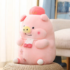 40~60cm Lulu Pink Pig Standing Fat Stuffed Dressed Sakura Pig Sweet Animal Piggy Plushie Toy for Girl Girlfriend Present