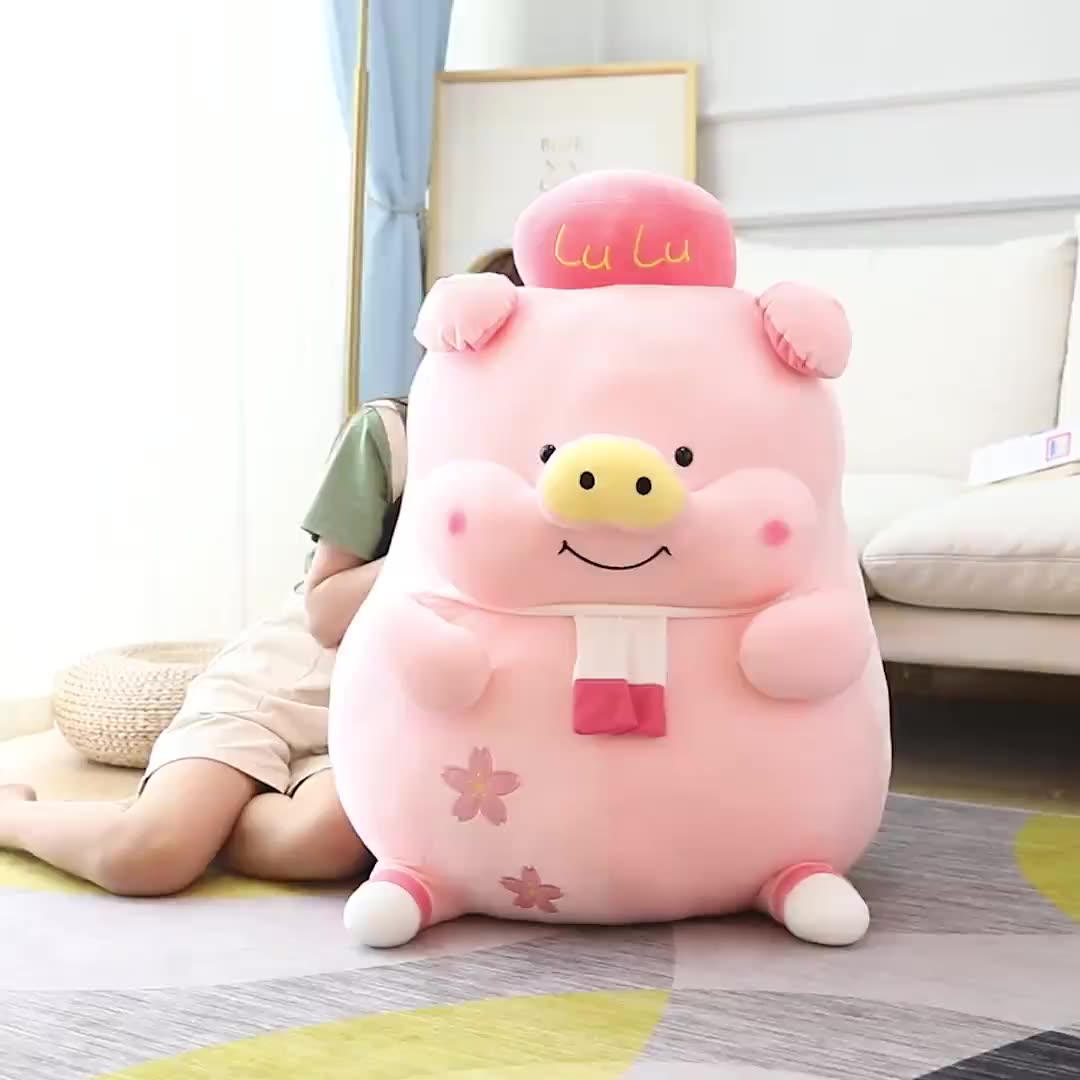 40~60cm Lulu Pink Pig Standing Fat Stuffed Dressed Sakura Pig Sweet Animal Piggy Plushie Toy for Girl Girlfriend Present