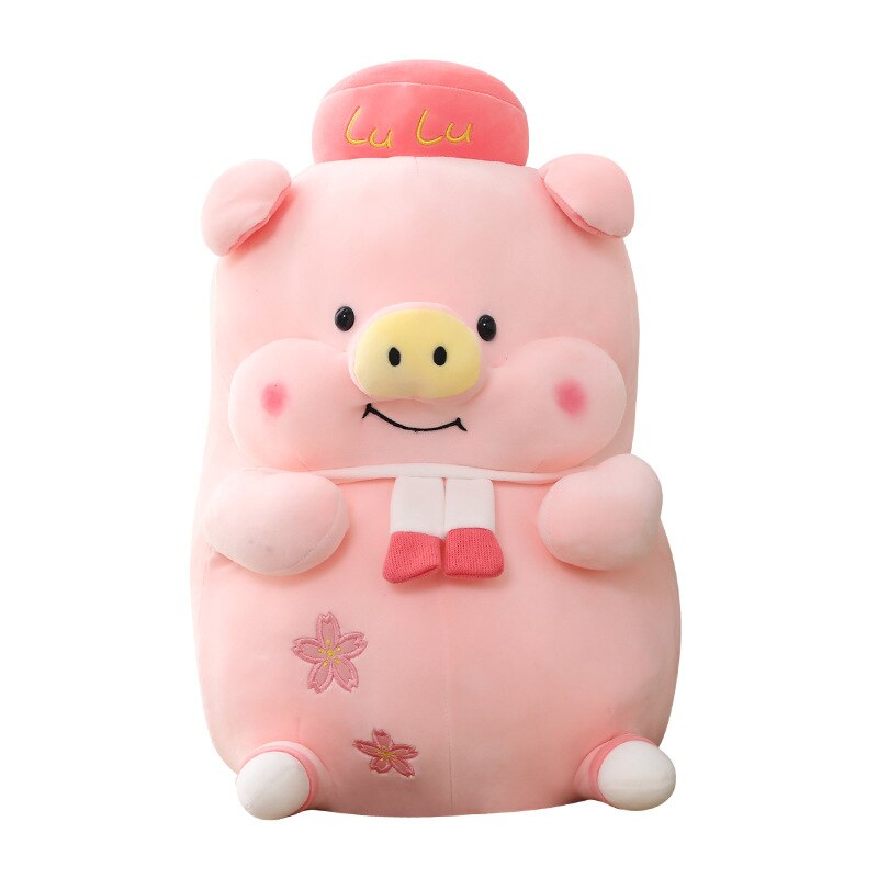 40~60cm Lulu Pink Pig Standing Fat Stuffed Dressed Sakura Pig Sweet Animal Piggy Plushie Toy for Girl Girlfriend Present