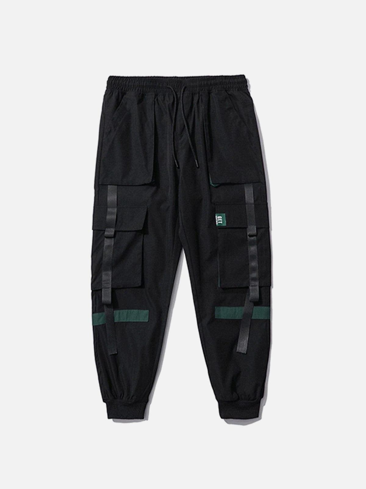 Multi Pockets Ribbons Cargo Pants