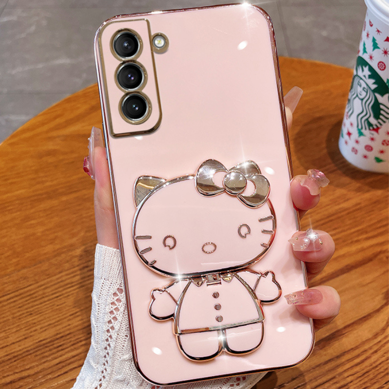 Kawaii Cat Stand Mirror Samsung Phone Case