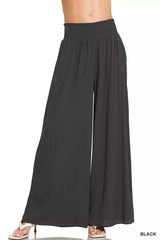 Smocked Waistband Wide Leg Lounge Pants