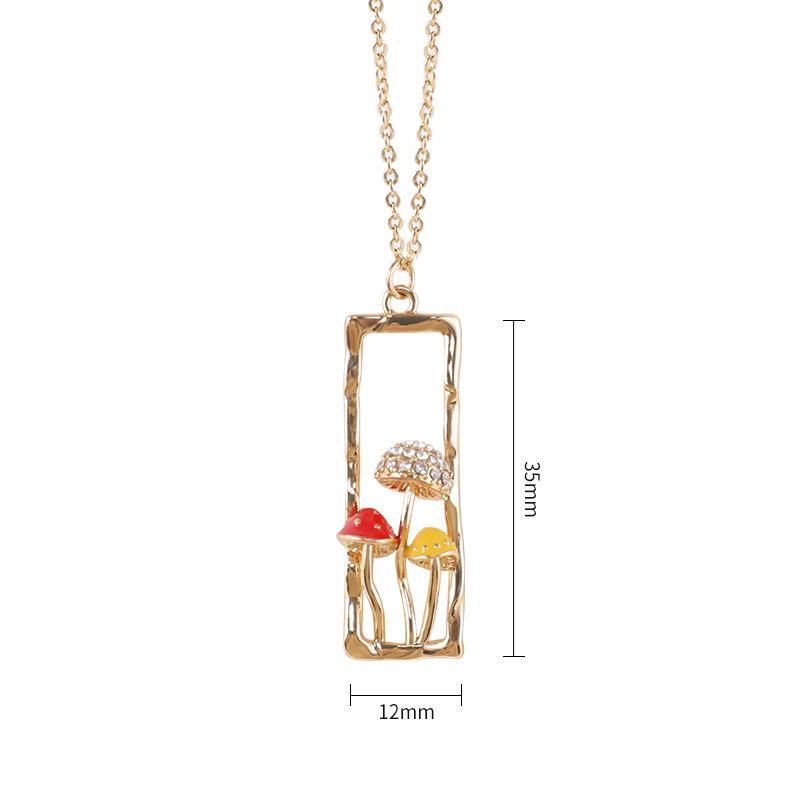 Kawaii Rectangular Mushroom Necklace