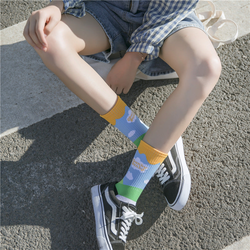 Ice Cream Checkered Milk Stripes Socks