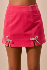 Rhinestone Ribbon Velvet Skirt