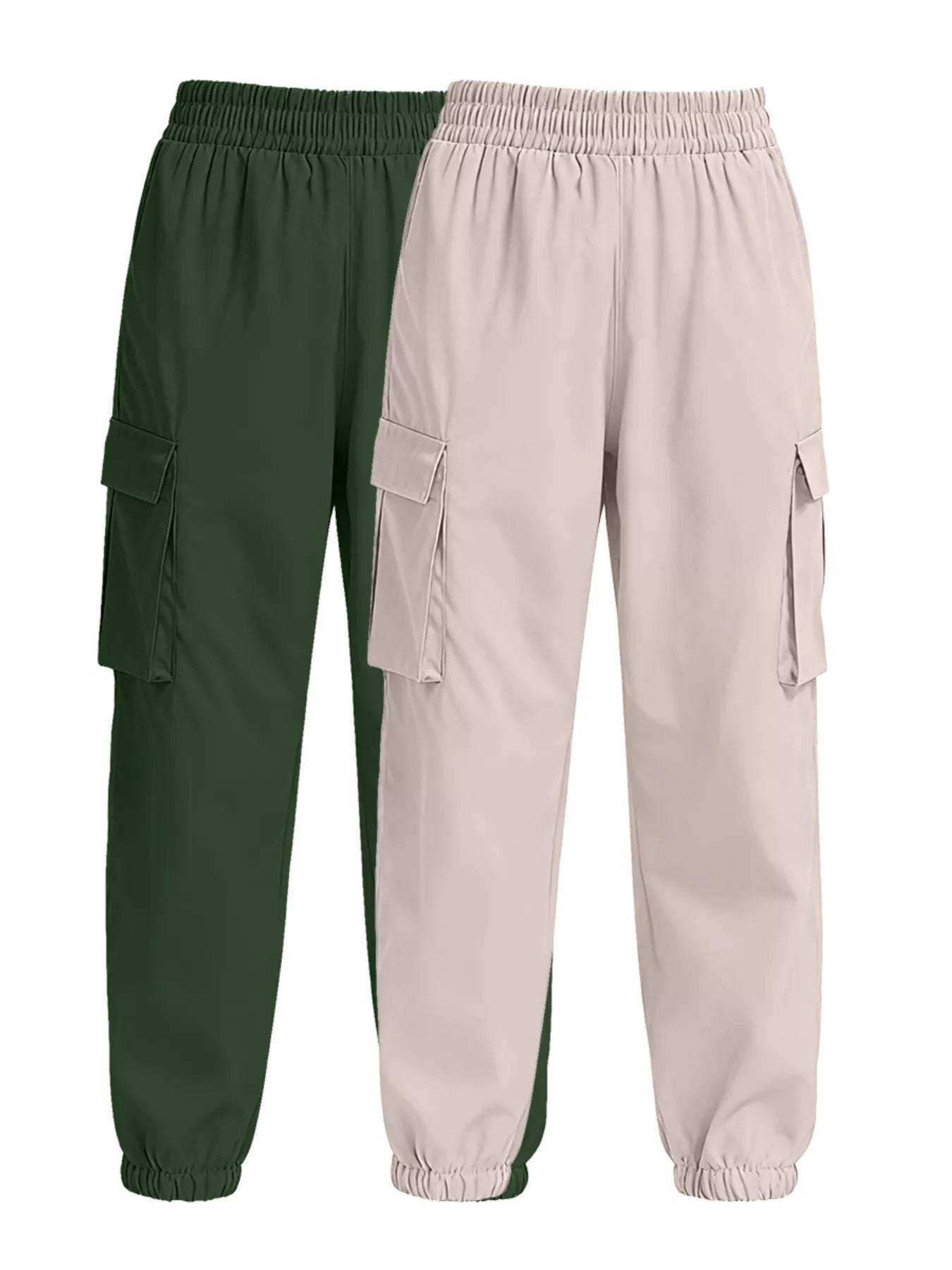 2 Piece Elastic Waist Cargo Pants