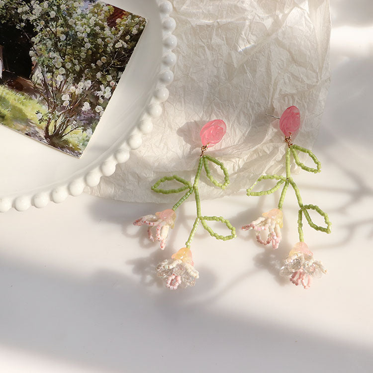 Gradient Pink Flower Earrings