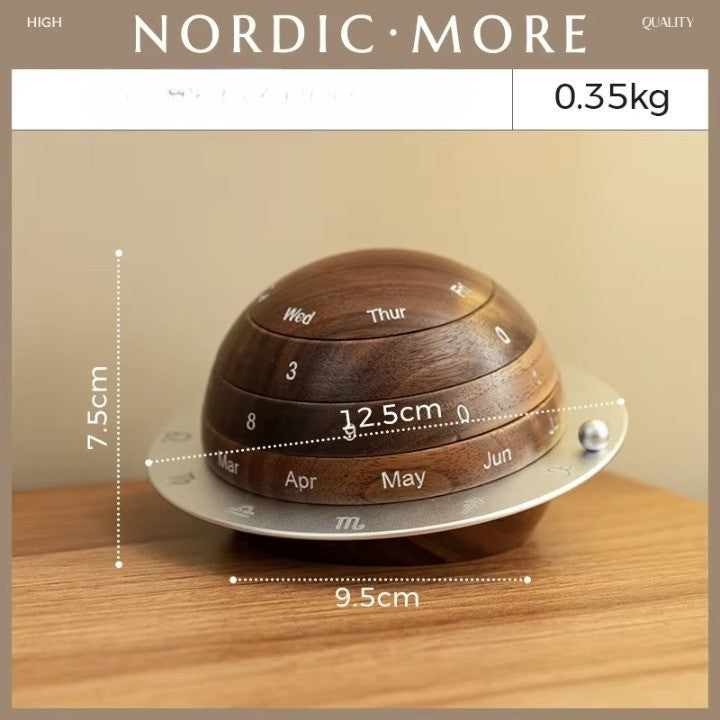 Cosmic Cycle Minimalist Rotating Wooden Calendar
