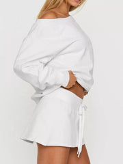 Boat Neck Sweatshirt and Mini Skirt Set