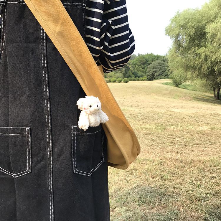 Double-Sided Embroidered Bear Shoulder Bag