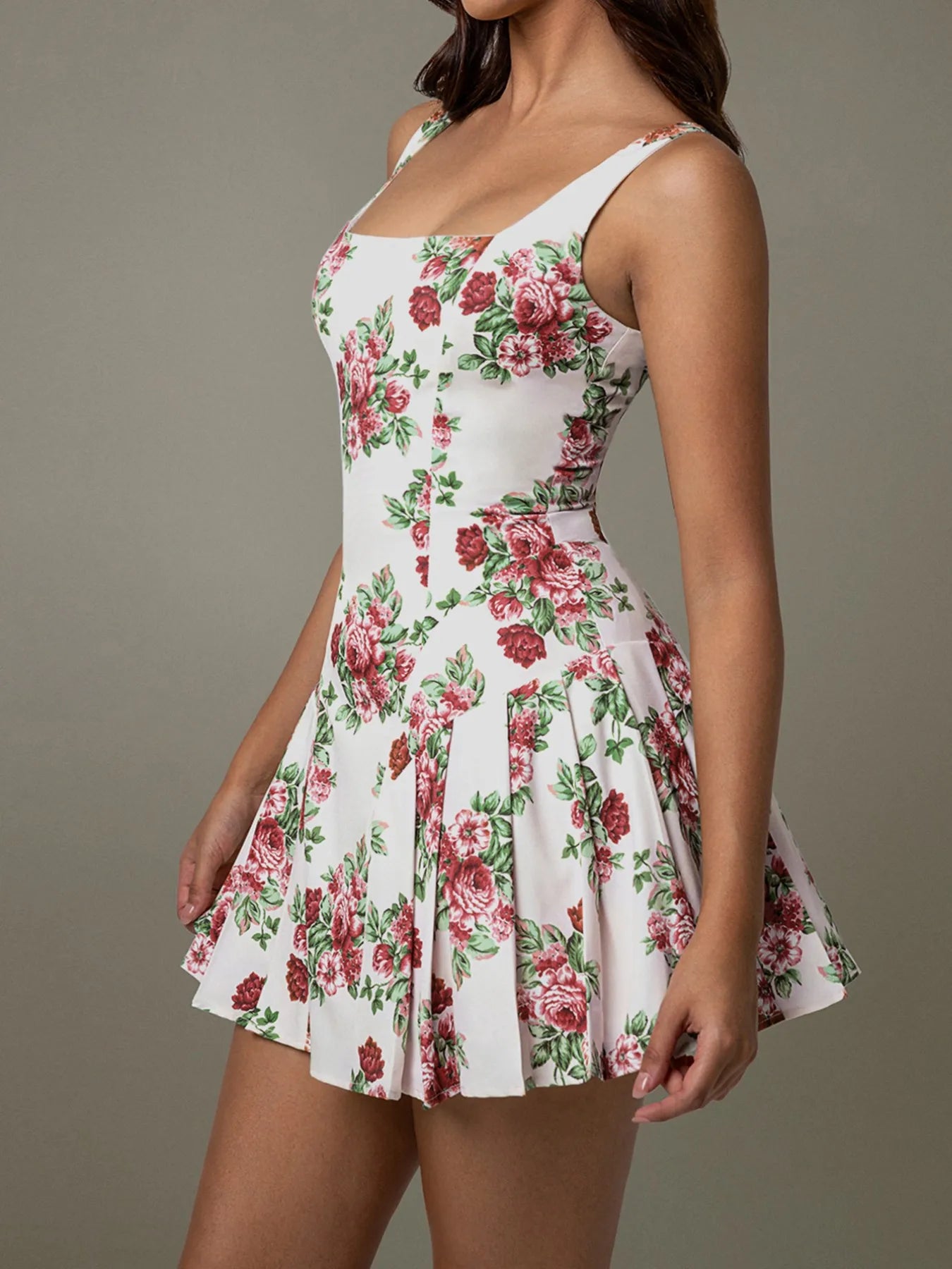 Floral Square Neck Mini Dress