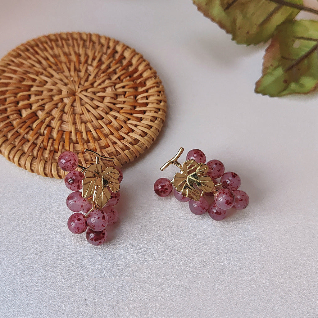 Purple Grape Bunch Earrings