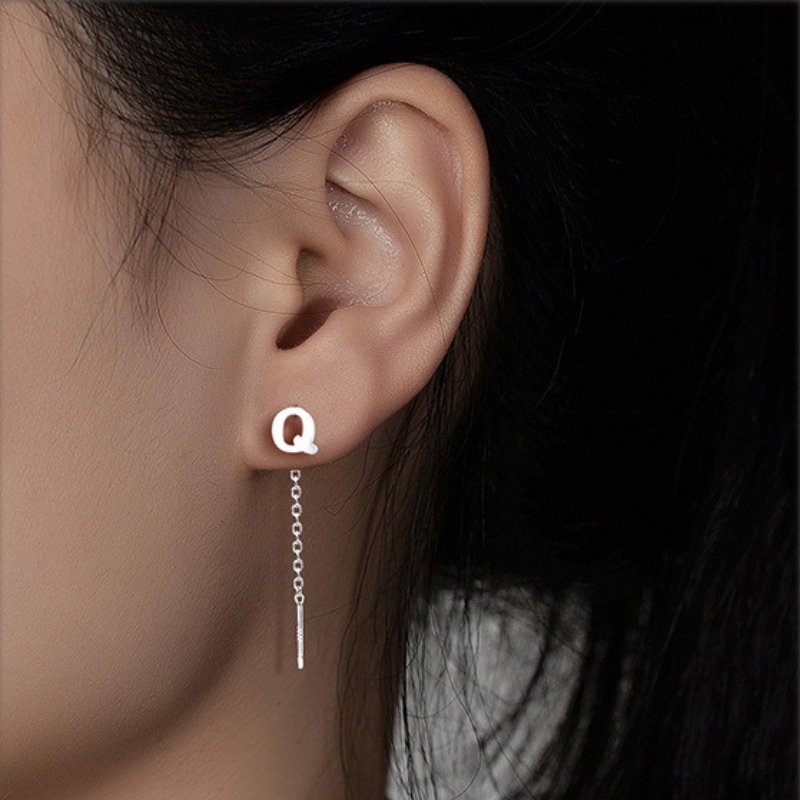 925 Silver Shiny Alphabet Earrings Flash Sale