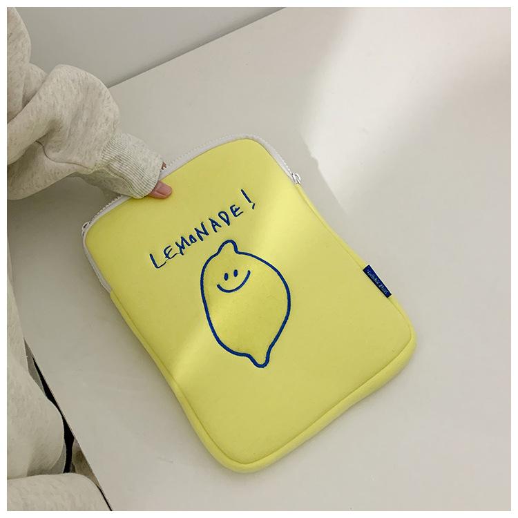 Lemon Embroidery Letters Ipad Laptop Bag