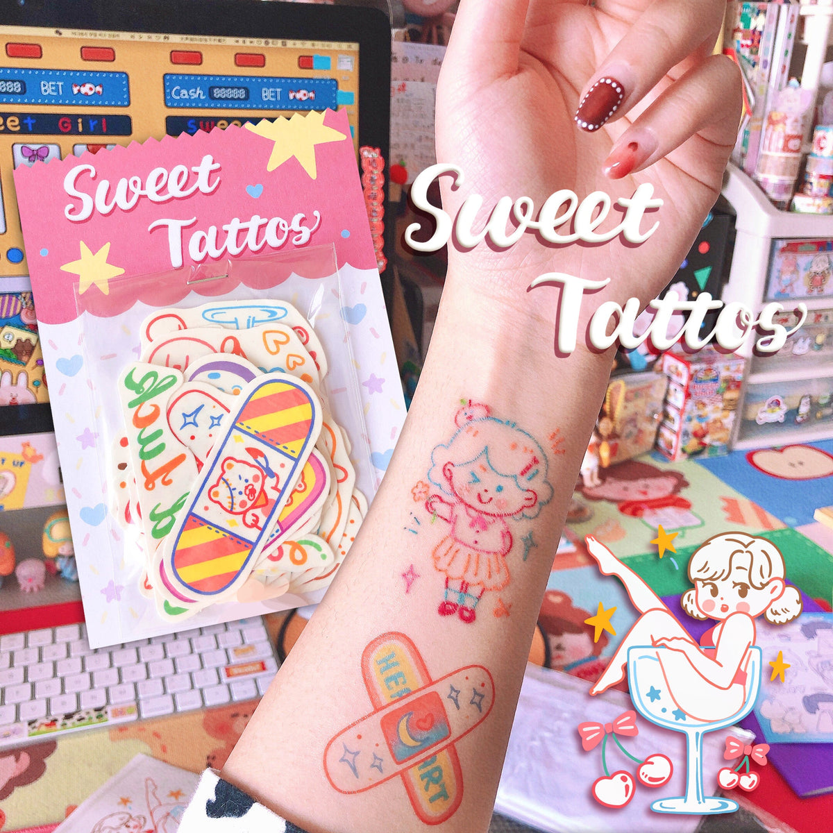 Color Line Waterproof Tattoo Stickers