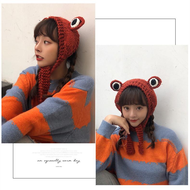 Big Eyes Frog Wool Knitted Hat