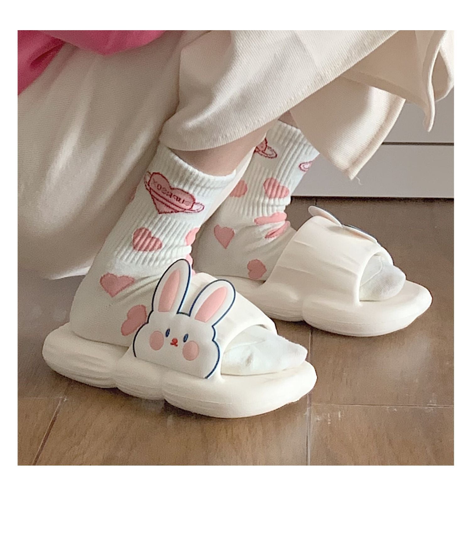 Summer Cute Bunny Stripe Slippers