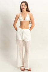 Crochet Bra and Drawstring Pants Set