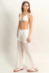 Crochet Bra and Drawstring Pants Set