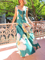 Floral Print Square Neck Maxi Dress