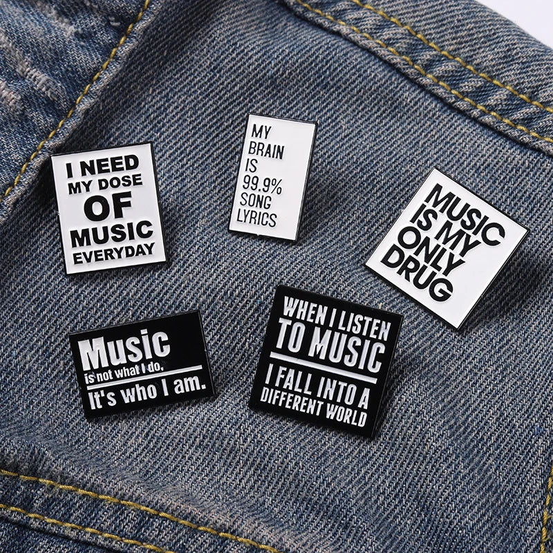 Black White Letters Pins