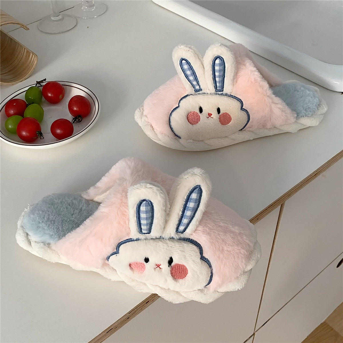 Cute Bunny Ears Plush Slippers