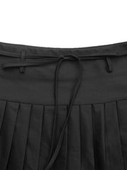 Tied Pleated Mini Skirt