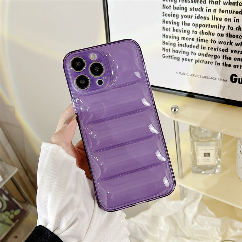 Sheer Solid Colour Down Jacket Phone Case