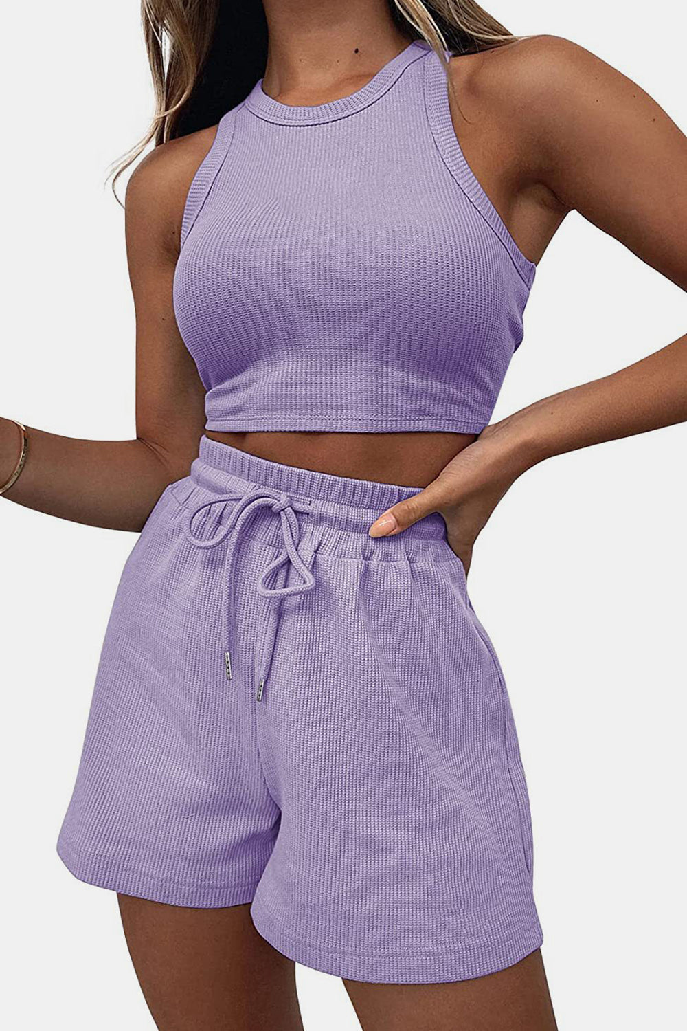 Top and Drawstring Shorts Set