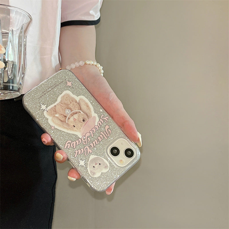 Cute Glitter Rabbit Doll Phone Case