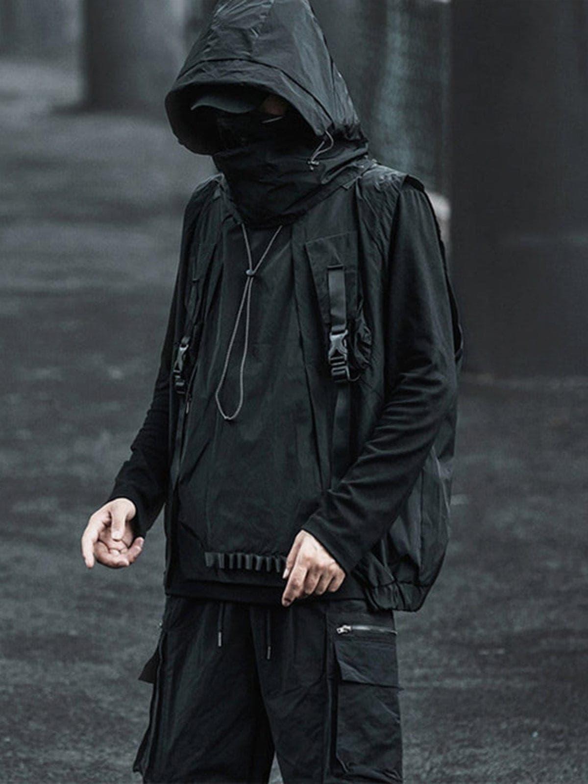 Dark Combat Multi Pockets Hooded Vest