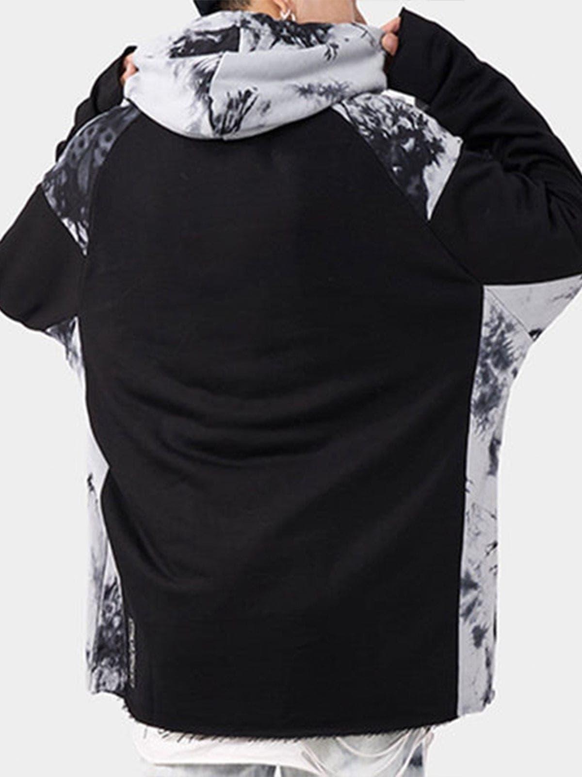 Ink Tie-dye Stitching Oversized Washed Hoodie