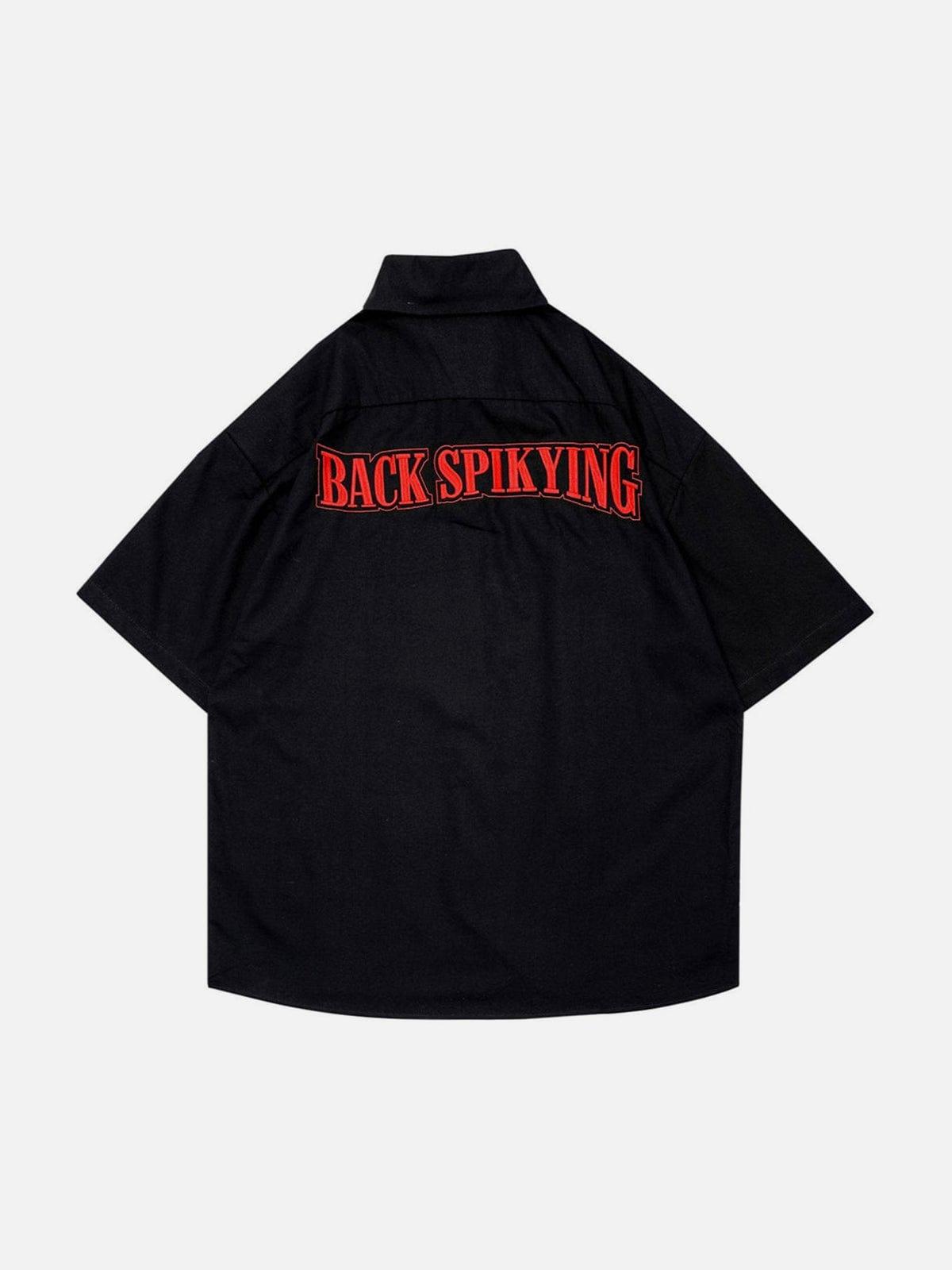 Dark Letters Embroidery Shirt