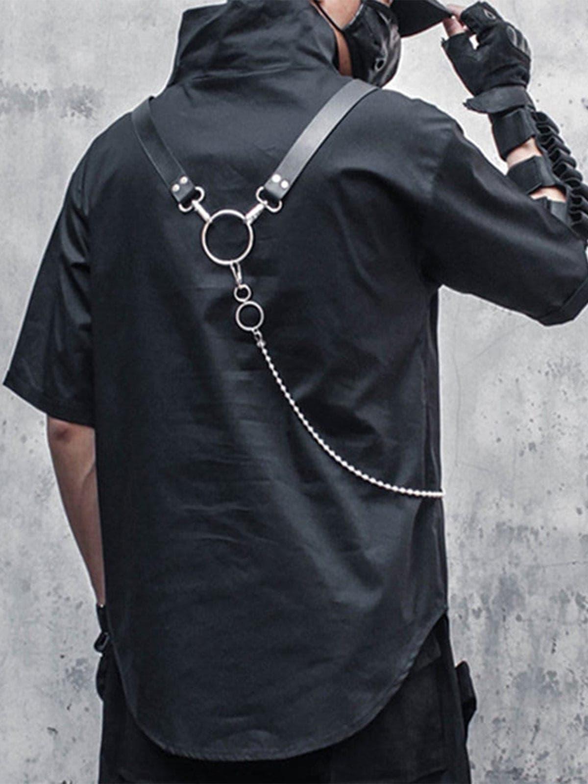 Dark Functional Chain Turtleneck Tee