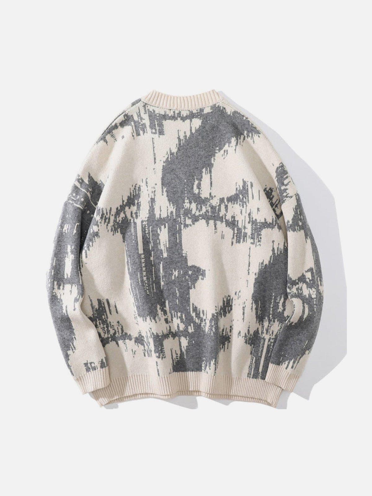 Tie Dye Embroidery Knitted Sweater