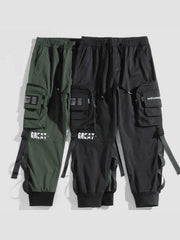 Function Buttons Ribbons Zipper Pockets Cargo Pants