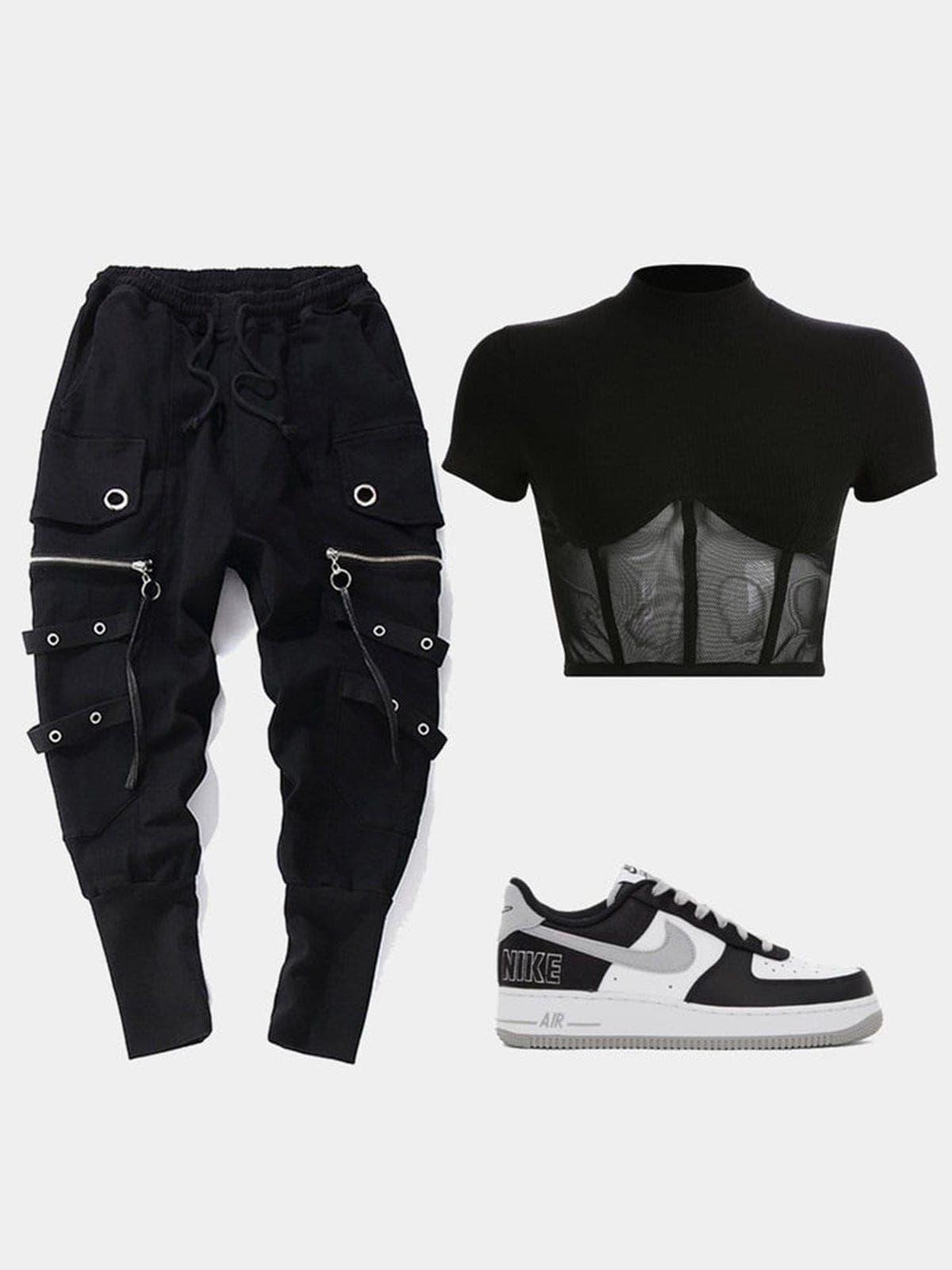Zipper Multi Pockets Harem Pants