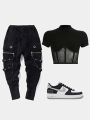 Zipper Multi Pockets Harem Pants
