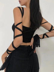 Solid Color Crop Strap Vest