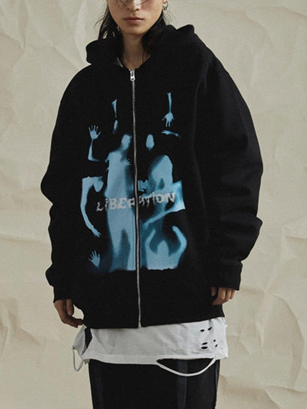 Dark Ghost Fleece Zip Up Hoodie