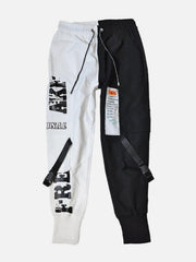 Contrast Stitching Ribbon Cargo Pants