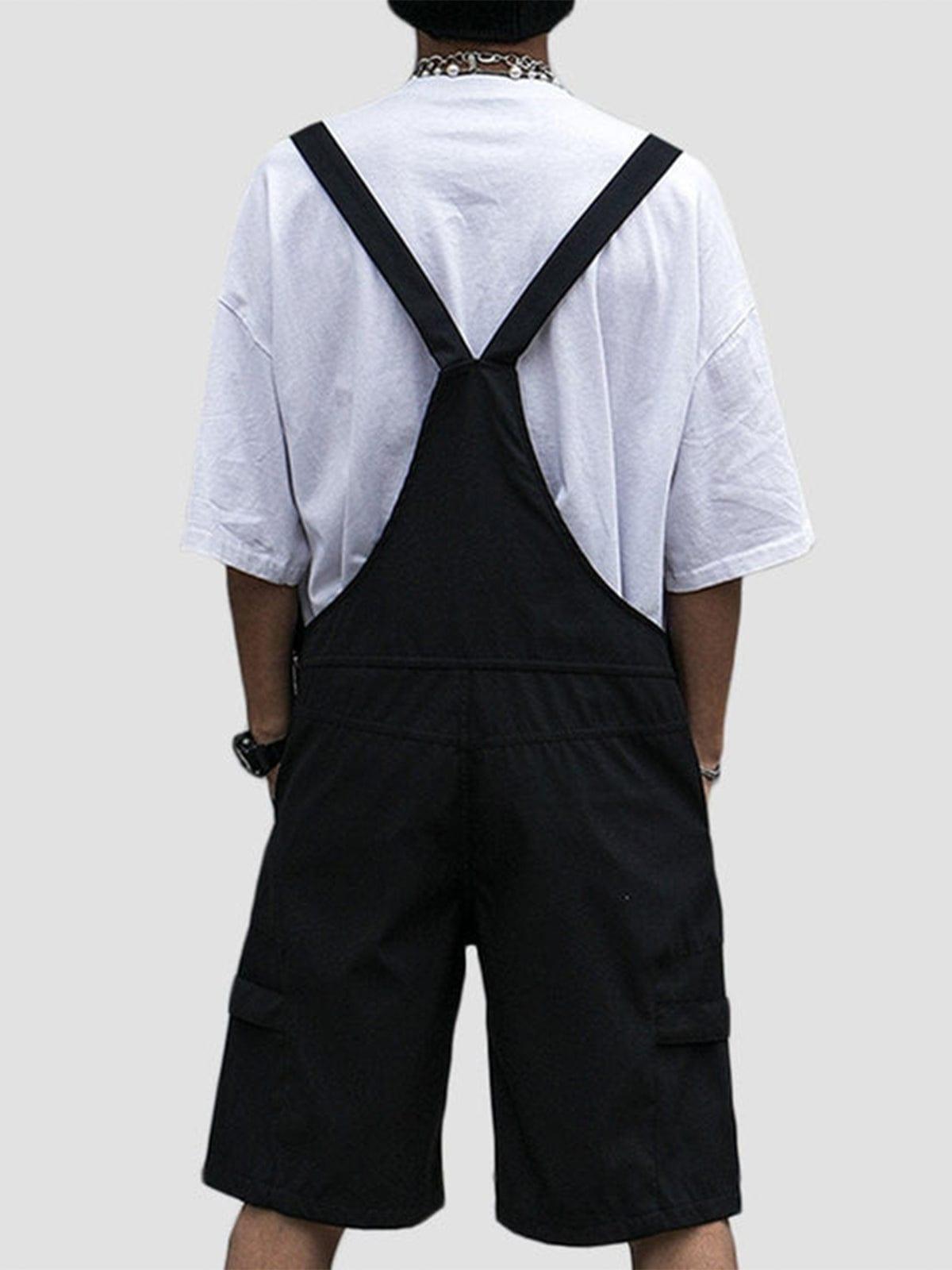 Functional Dark Solid Color Cotton overalls