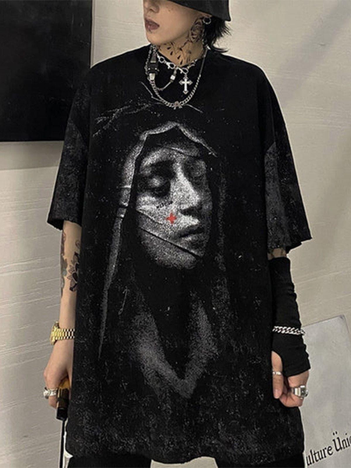 Dark Vintage Virgin Print Washed Tee