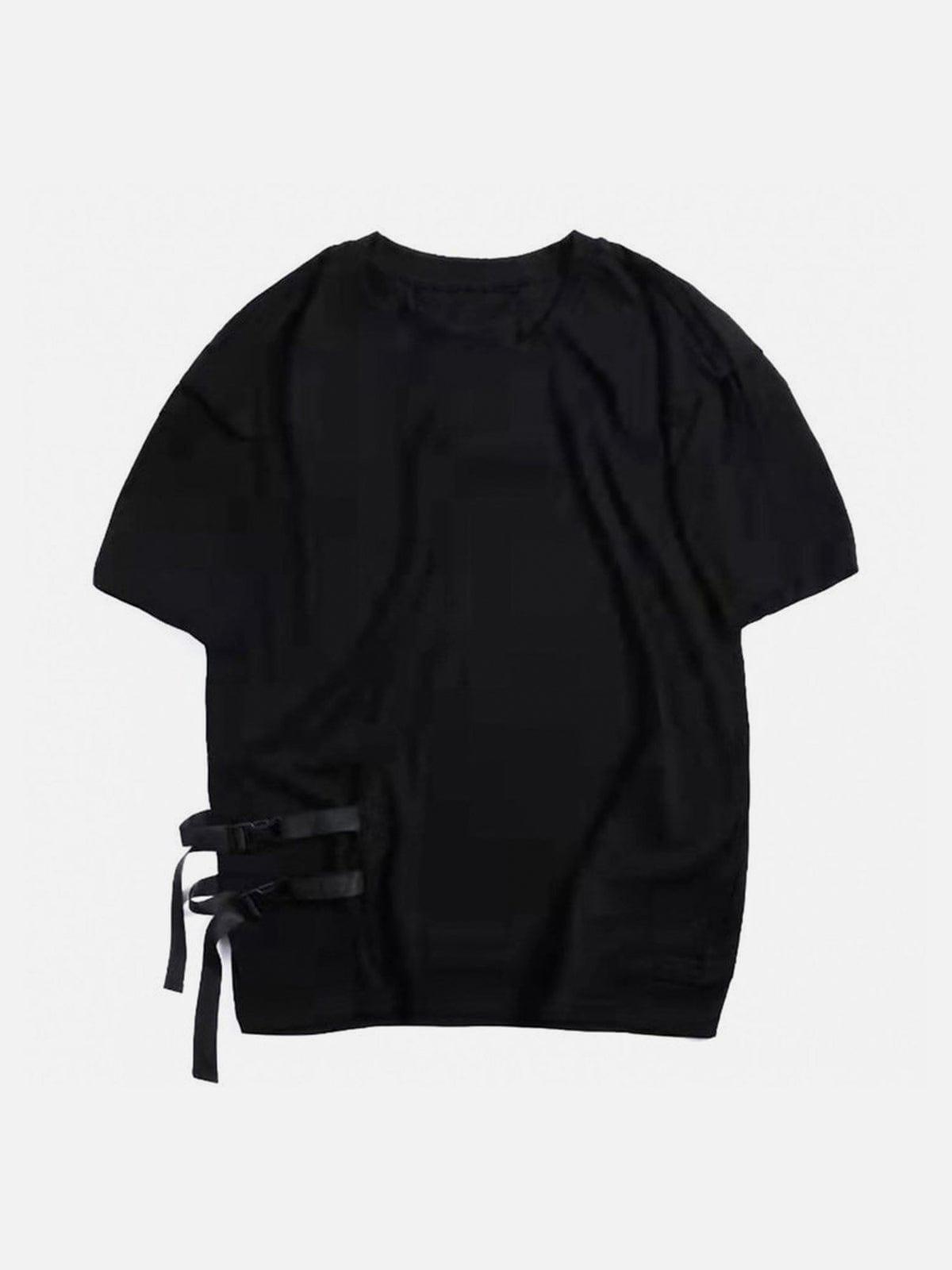 Splicing Single Side Buckle Tee