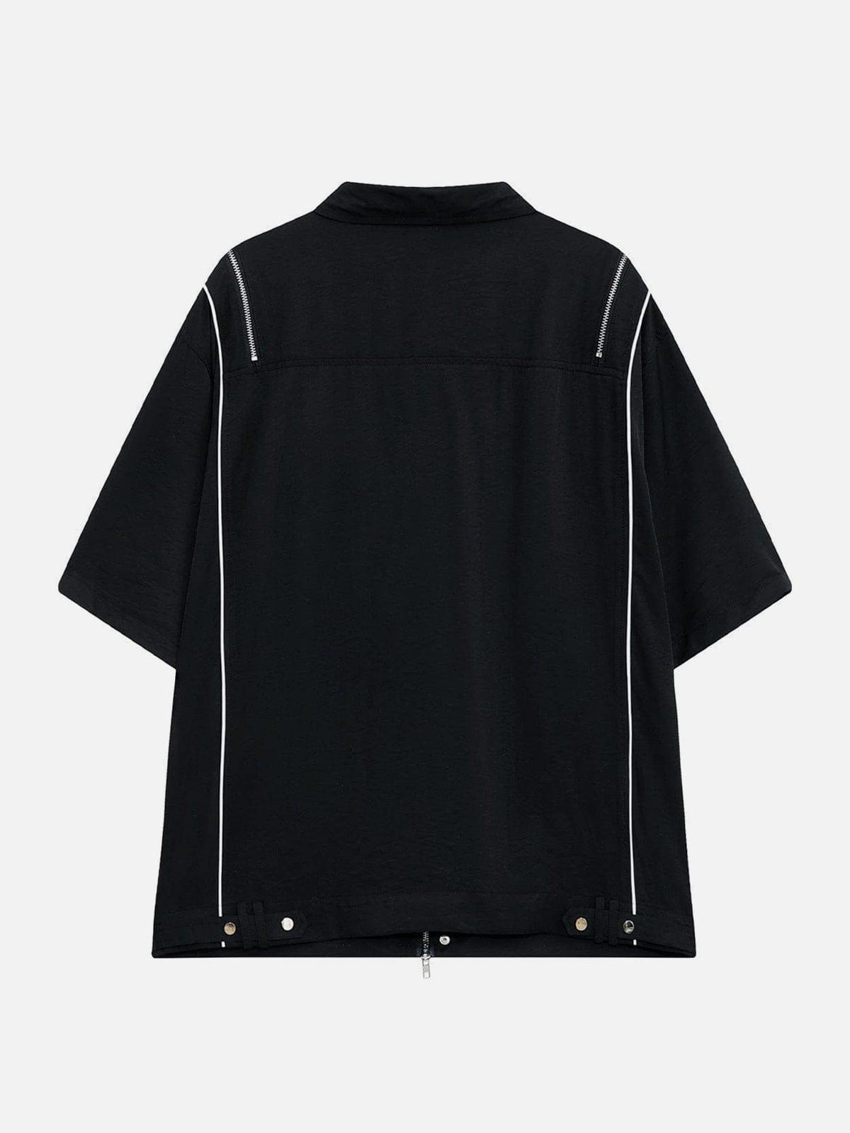 Multi Zip Up Short Sleeve Shirt