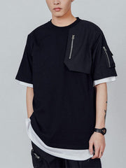 Functional Zipper Patchwork Tee