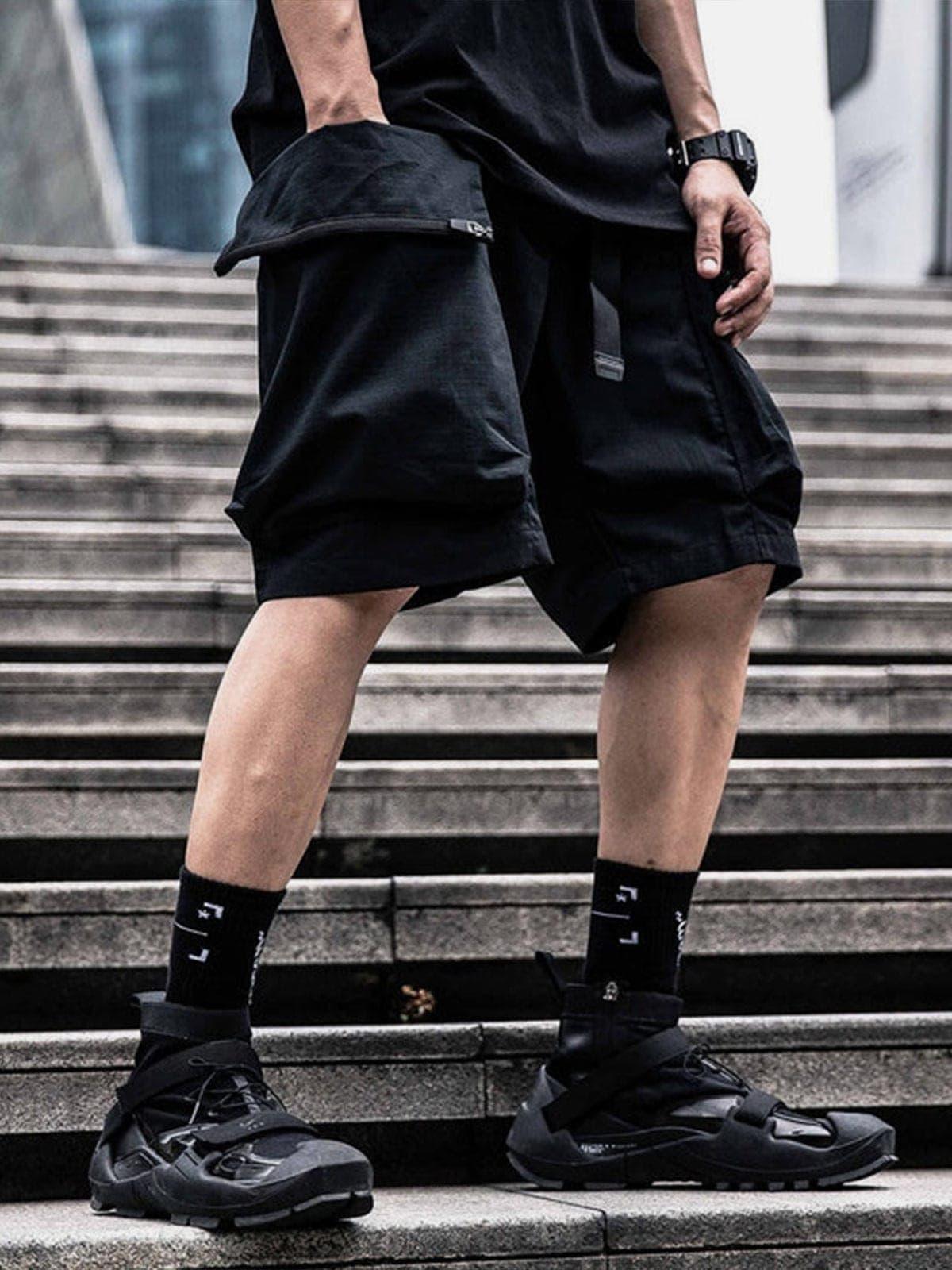 Combat Patchwork Pockets Nylon Shorts